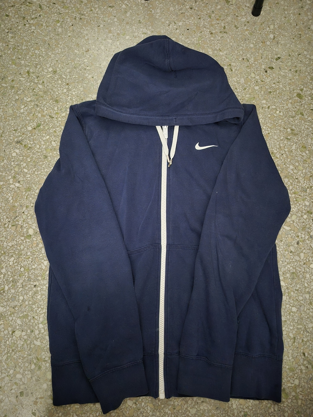 Nike Navy Hooded Full-Zip Jacket with White Swoosh